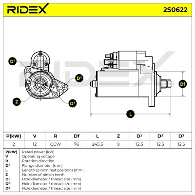 Anlasser RIDEX 2S0622 2S0622 - foto 7