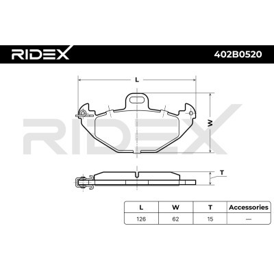 Bremsbeläge Satz RIDEX 402B0520 402B0520 - foto 8