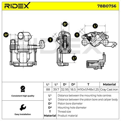 Bremssattel RIDEX 78B0756 78B0756 - foto 7