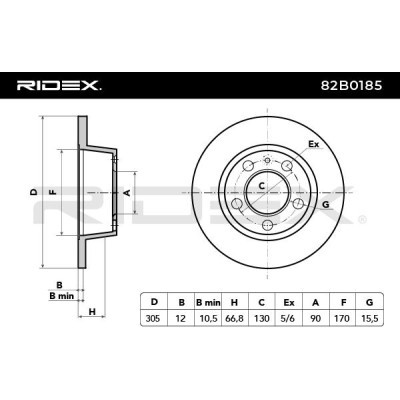 Bremsscheibe RIDEX 82B0185 82B0185 - foto 4