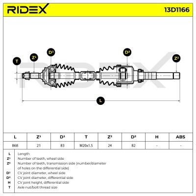 Antriebswelle RIDEX 13D1166 13D1166 - foto 7