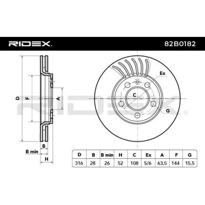 Bremsscheibe RIDEX 82B0267 82B0267 - foto 6
