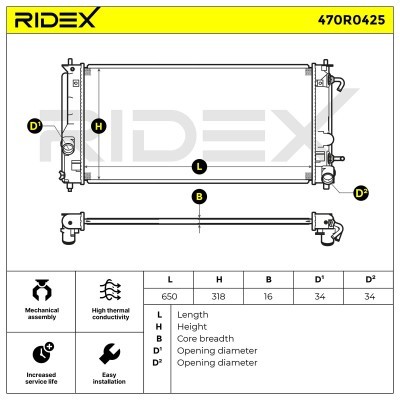 Kühler, Motorkühlung RIDEX 470R0425 470R0425 - foto 7