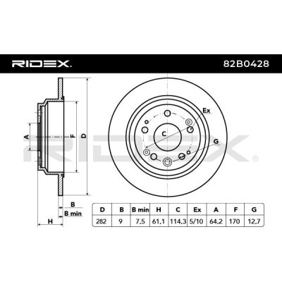 Bremsscheibe RIDEX 82B0428 82B0428 - foto 3