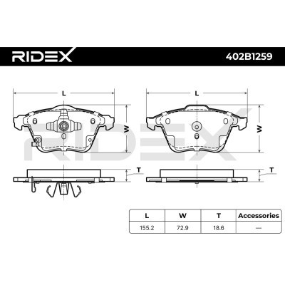 Bremsbeläge Satz RIDEX 402B1259 402B1259 - foto 6