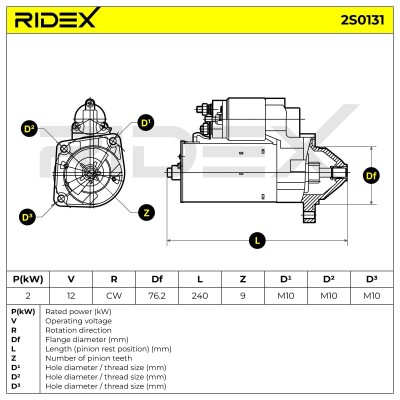 Anlasser RIDEX 2S0131 2S0131 - foto 6