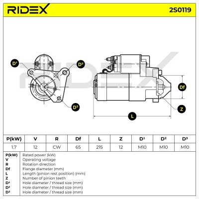 Anlasser RIDEX 2S0119 2S0119 - foto 6