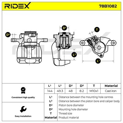 Bremssattel RIDEX 78B1082 78B1082 - foto 6