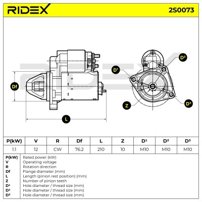 Anlasser RIDEX 2S0073 2S0073 - foto 7