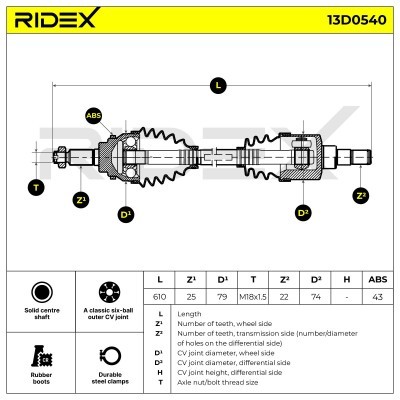 Antriebswelle RIDEX 13D0540 13D0540 - foto 7