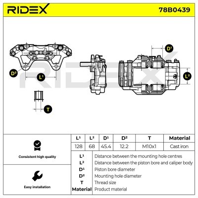 Bremssattel RIDEX 78B0439 78B0439 - foto 6