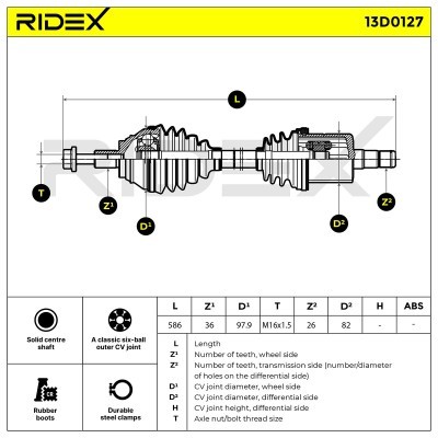 Antriebswelle RIDEX 13D0127 13D0127 - foto 5