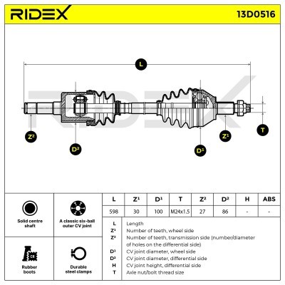 Antriebswelle RIDEX 13D0516 13D0516 - foto 11