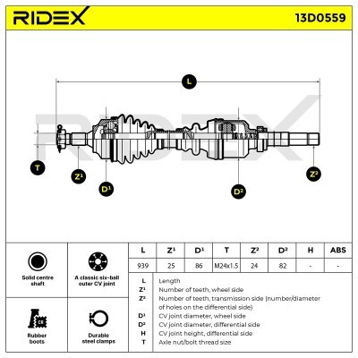 Antriebswelle RIDEX 13D0559 13D0559 - foto 8
