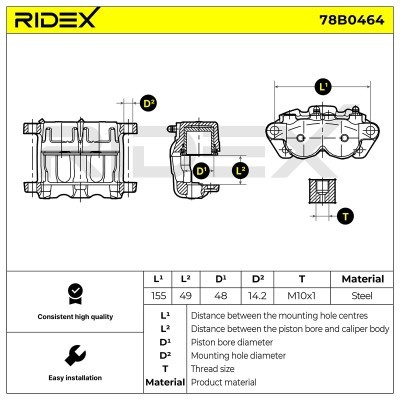 Bremssattel RIDEX 78B0464 78B0464 - foto 6