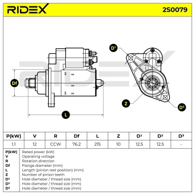 Anlasser RIDEX 2S0079 2S0079 - foto 6