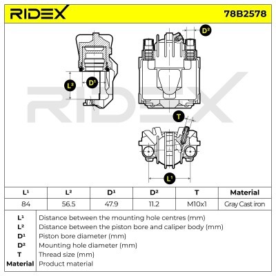 Bremssattel RIDEX 78B2578 78B2578 - foto 7