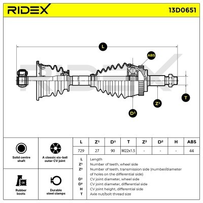 Antriebswelle RIDEX 13D0651 13D0651 - foto 7