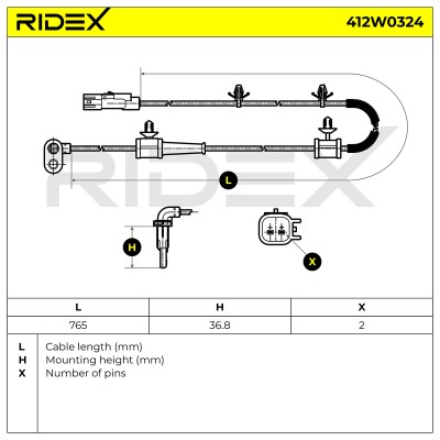 ABS Sensor RIDEX 412W0324 412W0324 - foto 6