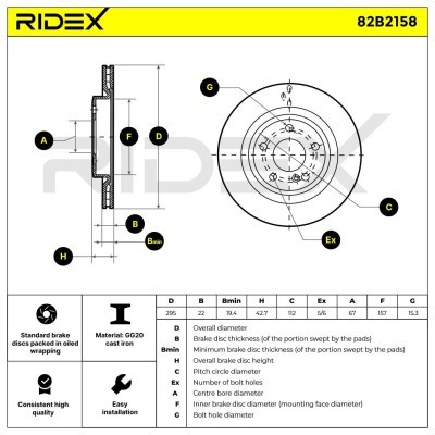 Bremsscheibe RIDEX 82B2158 82B2158 - foto 6