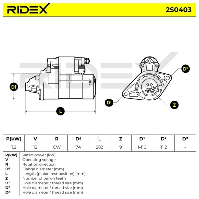 Anlasser RIDEX 2S0403 2S0403 - foto 6