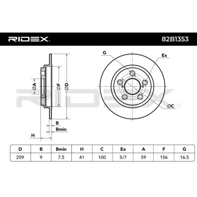 Bremsscheibe RIDEX 82B1353 82B1353 - foto 9