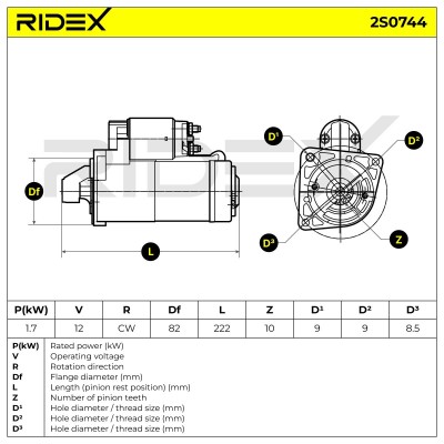 Anlasser RIDEX 2S0744 2S0744 - foto 7