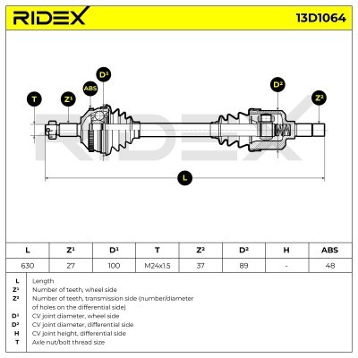 Antriebswelle RIDEX 13D1064 13D1064 - foto 7