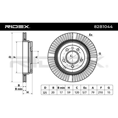 Bremsscheibe RIDEX 82B1044 82B1044 - foto 3