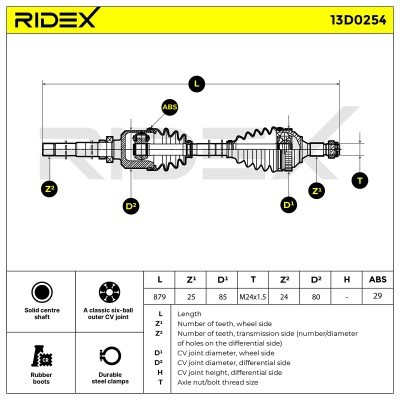 Antriebswelle RIDEX 13D0254 13D0254 - foto 6
