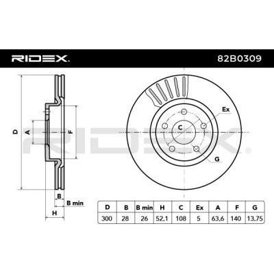 Bremsscheibe RIDEX 82B0309 82B0309 - foto 4