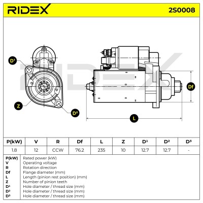 Anlasser RIDEX 2S0008 2S0008 - foto 6