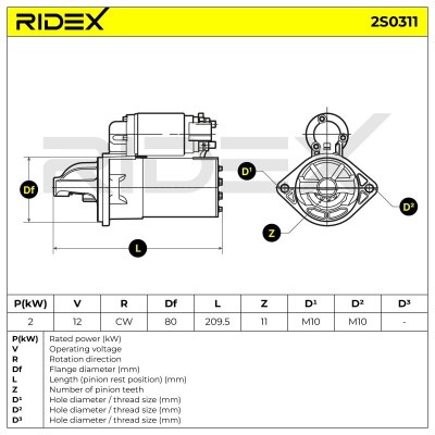 Anlasser RIDEX 2S0311 2S0311 - foto 7