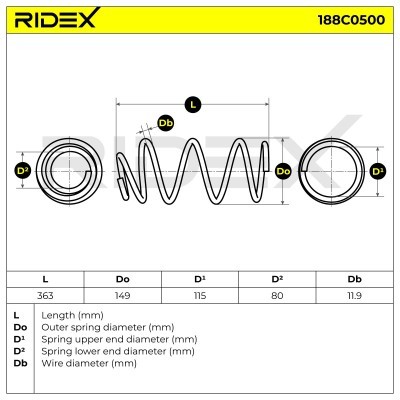 Fahrwerksfeder RIDEX 188C0500 188C0500 - foto 4