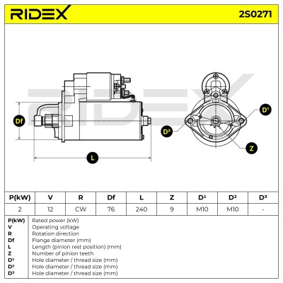 Anlasser RIDEX 2S0271 2S0271 - foto 7