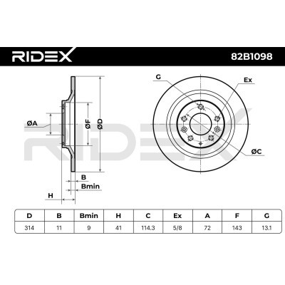 Bremsscheibe RIDEX 82B1098 82B1098 - foto 6