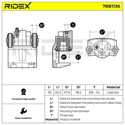 Bremssattel RIDEX 78B1136 78B1136 - foto 5
