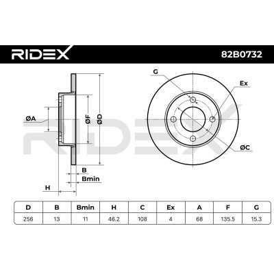Bremsscheibe RIDEX 82B0732 82B0732 - foto 8