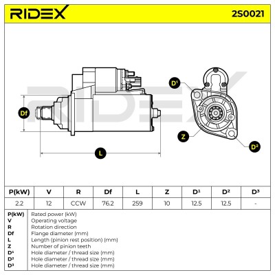 Anlasser RIDEX 2S0021 2S0021 - foto 6