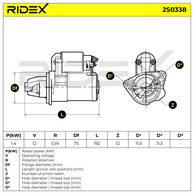 Anlasser RIDEX 2S0338 2S0338 - foto 7