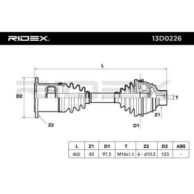 Antriebswelle RIDEX 13D0226 13D0226 - foto 6