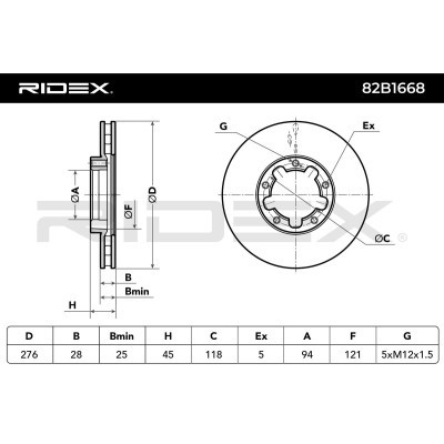 Bremsscheibe RIDEX 82B1668 82B1668 - foto 5
