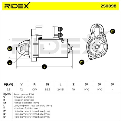 Anlasser RIDEX 2S0098 2S0098 - foto 7