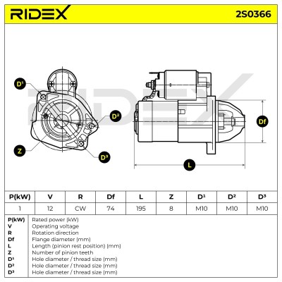 Anlasser RIDEX 2S0366 2S0366 - foto 7