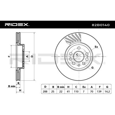 Bremsscheibe RIDEX 82B0140 82B0140 - foto 7