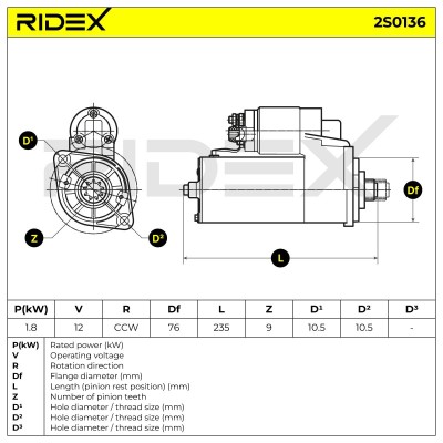Anlasser RIDEX 2S0136 2S0136 - foto 8