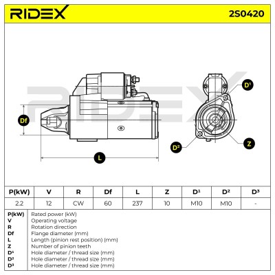 Anlasser RIDEX 2S0420 2S0420 - foto 7
