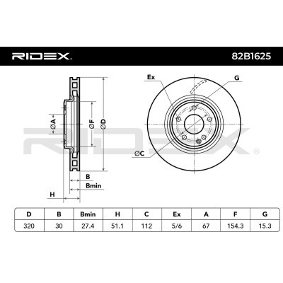 Bremsscheibe RIDEX 82B1625 82B1625 - foto 8