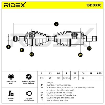 Antriebswelle RIDEX 13D0330 13D0330 - foto 8