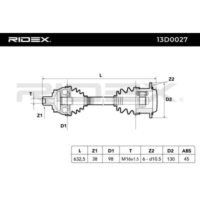 Antriebswelle RIDEX 13D0027 13D0027 - foto 6